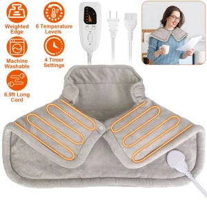 Large Heating Pad for Neck and Shoulders Cushion Pain Relief with 6 Temperature Set Modes