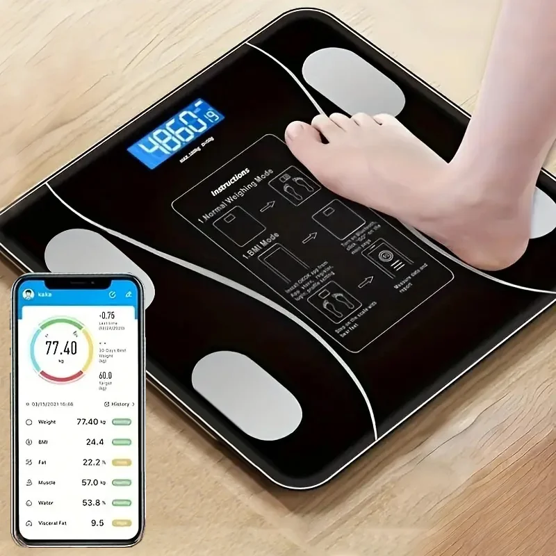 Perfect Testing Scale Wireless LED Digital Bathroom Weight Scale Body Composition Analyzer ...